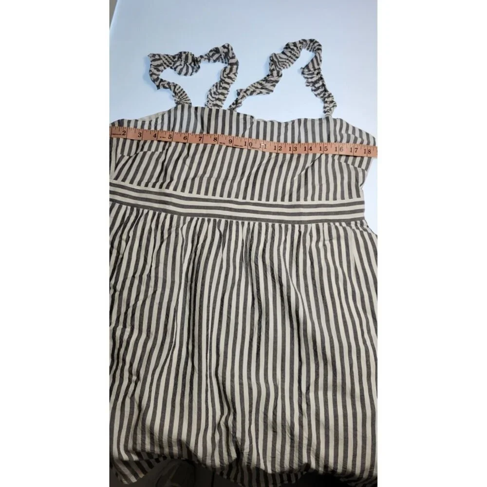 Madewell Striped Midi Dress Size 14 Ruffle Strap Cotton Blend Summer